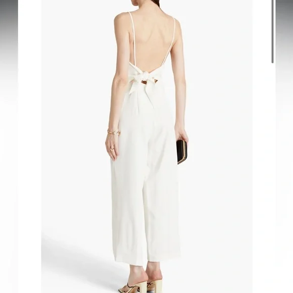 HALSTON Julianna bow-embellished cutout crepe jumpsuit NWT